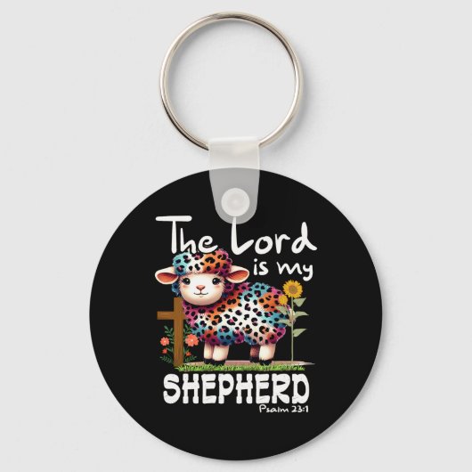 De Here is mijn herder Psalm Schattigee schapen Pa Sleutelhanger (Voorkant)