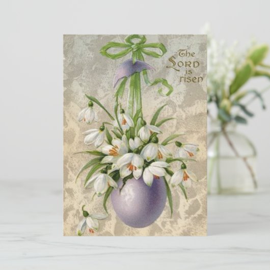  de Here is opgestaan paaseieren kruispaasfeest Feestdagenkaart (Staand voorkant)