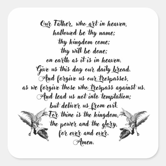 De Heren bidden Onze Vader Bijbel religieuze citat Vierkante Sticker (Voorkant)
