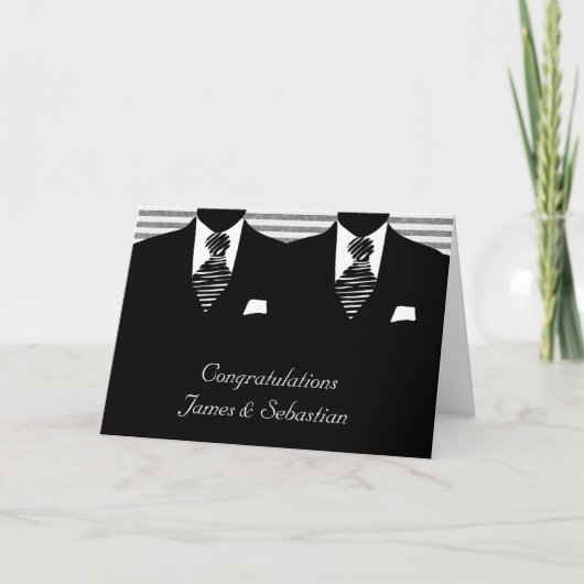 De heren Grooms Wedding en Twee felicitaties Kaart (Voorkant)