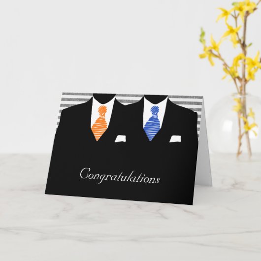 De heren Grooms Wedding en Twee felicitaties Kaart (Gele Bloem)