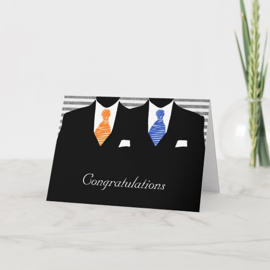 De heren Grooms Wedding en Twee felicitaties Kaart (Voorkant)
