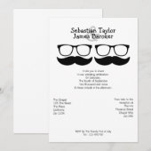 de heren Mustache en Glasses Wedding Kaart (Voorkant / Achterkant)