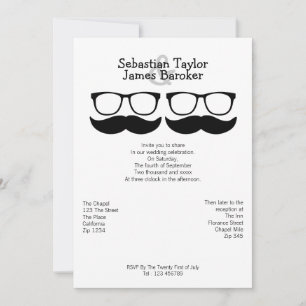 de heren Mustache en Glasses Wedding Kaart