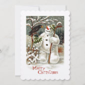 De heren Snowman en Crow Invitation Kaart (Voorkant)