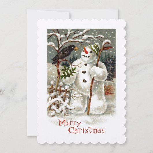 De heren Snowman en Crow Invitation Kaart (Voorkant)