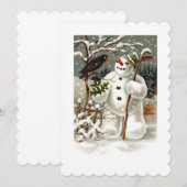 De heren Snowman en Crow Invitation Kaart (Voorkant / Achterkant)