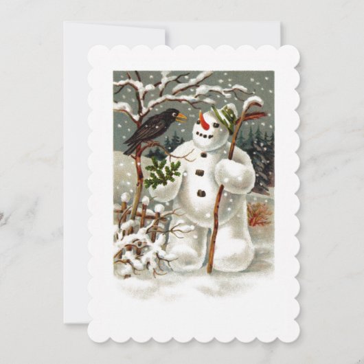 De heren Snowman en Crow Invitation Kaart (Voorkant)