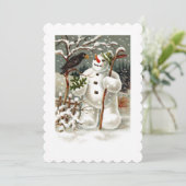 De heren Snowman en Crow Invitation Kaart (Staand voorkant)