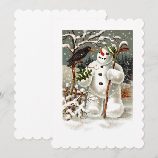 De heren Snowman en Crow Invitation Kaart (Voorkant / Achterkant)