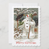 De heren Snowman en Crow Invitation Kaart (Voorkant)
