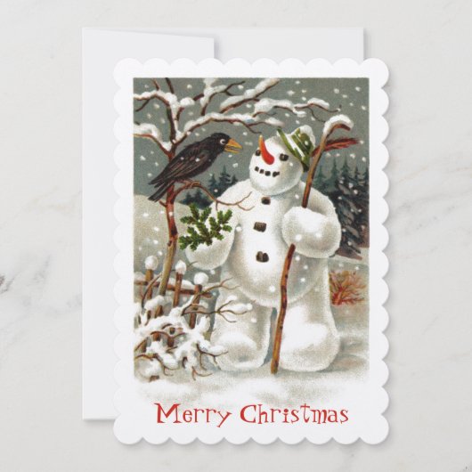 De heren Snowman en Crow Invitation Kaart (Voorkant)