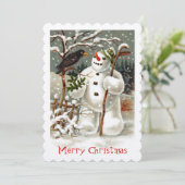De heren Snowman en Crow Invitation Kaart (Staand voorkant)