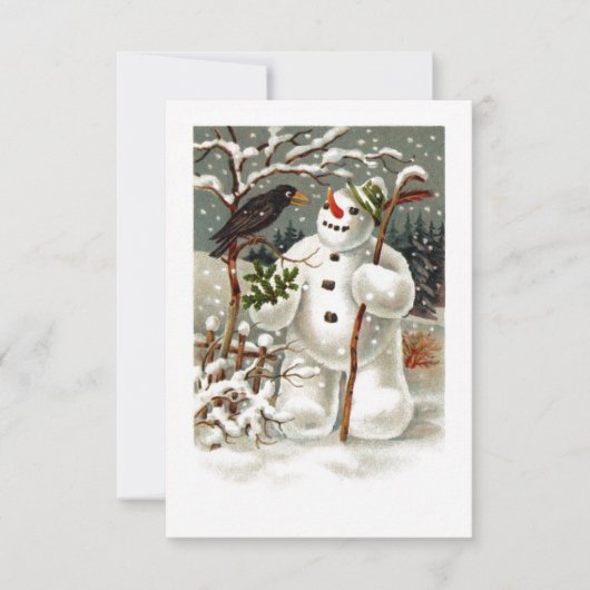 De heren Snowman en Crow Invitation Kaart (Voorkant)