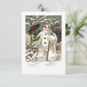 De heren Snowman en Crow Invitation Kaart (Staand voorkant)