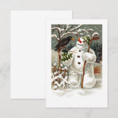 De heren Snowman en Crow Invitation Kaart (Voorkant / Achterkant)