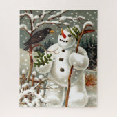 De heren Snowman en Crow Puzzle Legpuzzel (Verticaal)