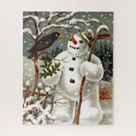De heren Snowman en Crow Puzzle Legpuzzel (Verticaal)