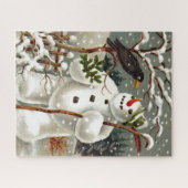 De heren Snowman en Crow Puzzle Legpuzzel (Horizontaal)