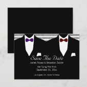 De heren Suit Bow Stropdas Gay Save the Date Weddi (Voorkant / Achterkant)