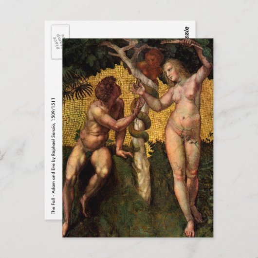 De Herfst Adam en Eva van Raphael Sanzio Briefkaart (Voorkant / Achterkant)