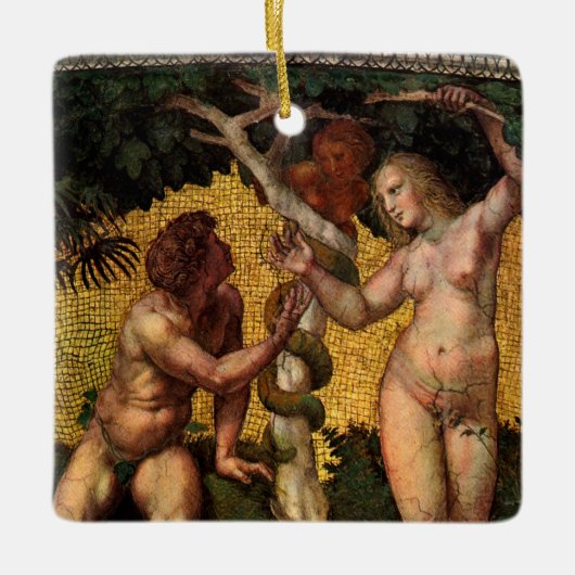 De Herfst Adam en Eva van Raphael Sanzio Keramisch Ornament (Voorkant)