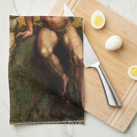 De Herfst Adam en Eva van Raphael Sanzio Theedoek (Quarter Fold)