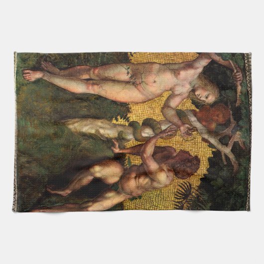 De Herfst Adam en Eva van Raphael Sanzio Theedoek (Horizontaal)