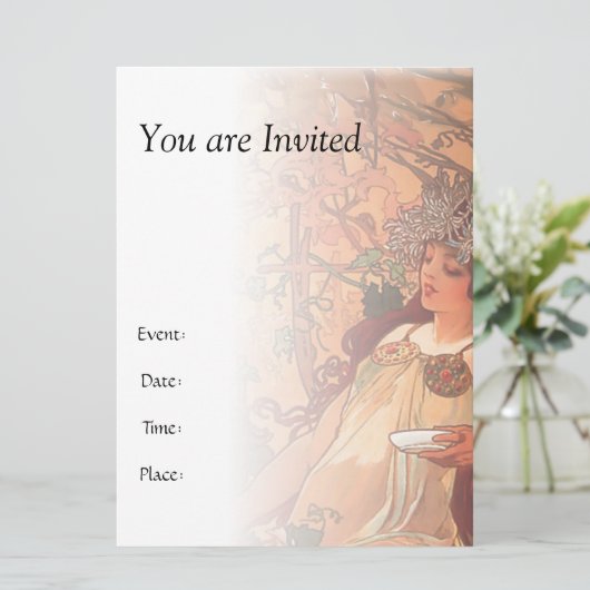 De herfst - Alphonse Mucha Kaart (Staand voorkant)