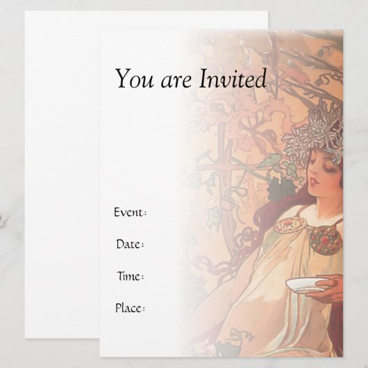 De herfst - Alphonse Mucha Kaart (Voorkant / Achterkant)