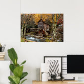 De herfst bij de Grist Mill druk Poster (Thuiskantoor)