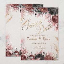 De herfst bloemen van de Waterverf sparen de Datum Save The Date