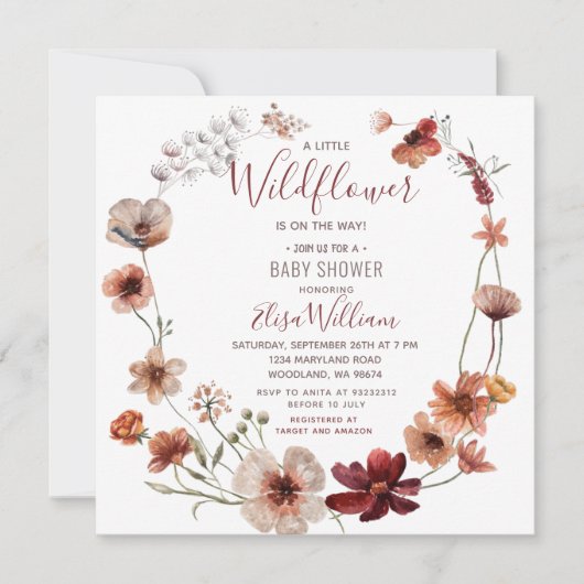 De herfst Boho Wildflower is op weg naar Baby show Kaart (Voorkant)