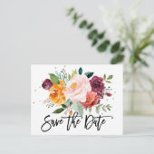 De herfst Burgundy Blush Floral Blossom Sparen de  Briefkaart (Staand voorkant)