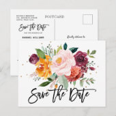 De herfst Burgundy Blush Floral Blossom Sparen de  Briefkaart (Voorkant / Achterkant)