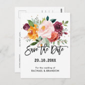 De herfst Burgundy Blush Floral Blossom Sparen de  Briefkaart (Voorkant / Achterkant)