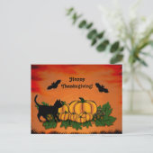 De herfst, de gelukkige Thanksgiving met Bat en Zw Briefkaart (Staand voorkant)