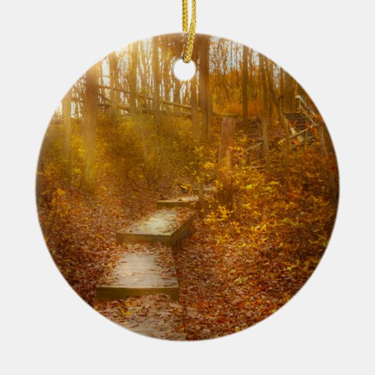 De herfst - de ochtendheek keramisch ornament (Voorkant)