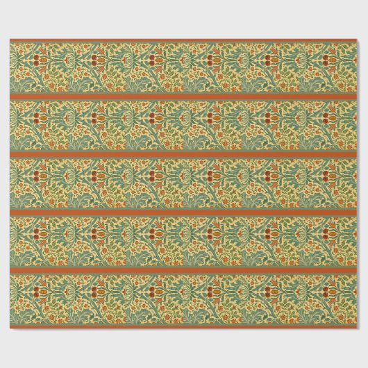 De herfst, een kleurrijk William Morris-patroon Cadeaupapier (Vlak)