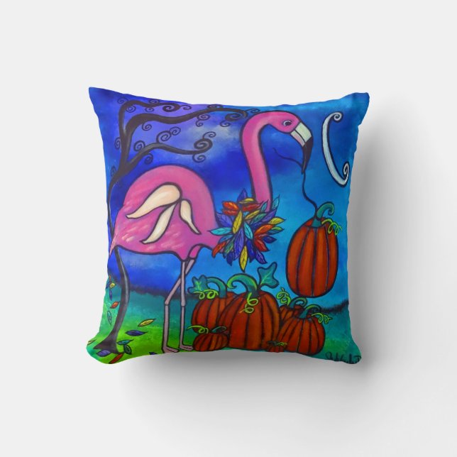 De Herfst Flamingo Pillow Kussen (Voorkant)