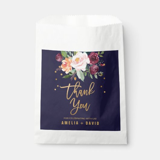 De herfst Floral bedankt je huwelijk Bedankzakje (Voorkant)