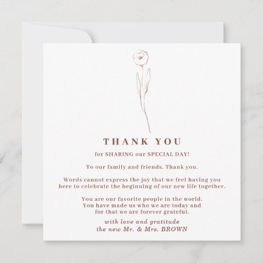 De herfst Floral Boho Terracotta Indie bedankt Kaart (Voorkant)