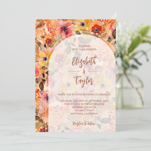 De herfst Floral collage allen in één bruiloft nod Kaart (Staand voorkant)