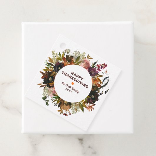 De herfst Floral Happy Thanksgiving Bedankjes Labels (In situ)