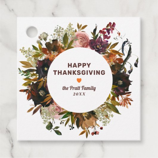 De herfst Floral Happy Thanksgiving Bedankjes Labels (Voorkant)