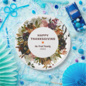 De herfst Floral Happy Thanksgiving Papieren Bordje (Feest)