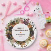 De herfst Floral Happy Thanksgiving Papieren Bordje (Feest)