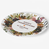 De herfst Floral Happy Thanksgiving Papieren Bordje (Gekanteld)