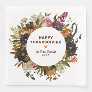 De herfst Floral Happy Thanksgiving Servet