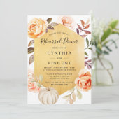 De herfst Floral Luxury Gold Wedding Rehearsal Din Kaart (Staand voorkant)